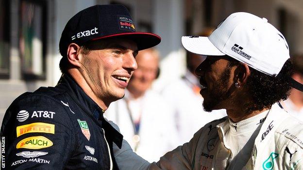 Max Verstappen and Lewis Hamilton