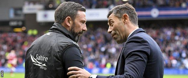 Aberdeen manager Derek McInnes and former Rangers boss Pedro Caixinha