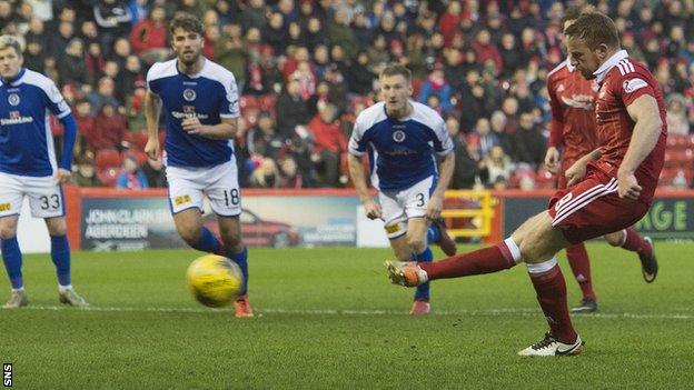 Adam Rooney scores a penalty for Aberdeen