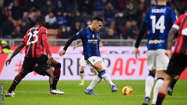 Lautaro Martinez in action as Inter Milan played AC Milan