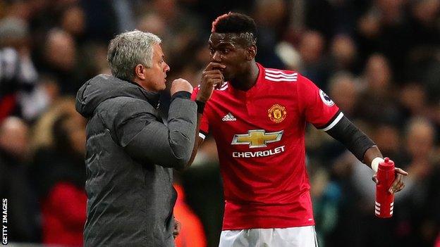 Paul Pogba and Jose Mourinho