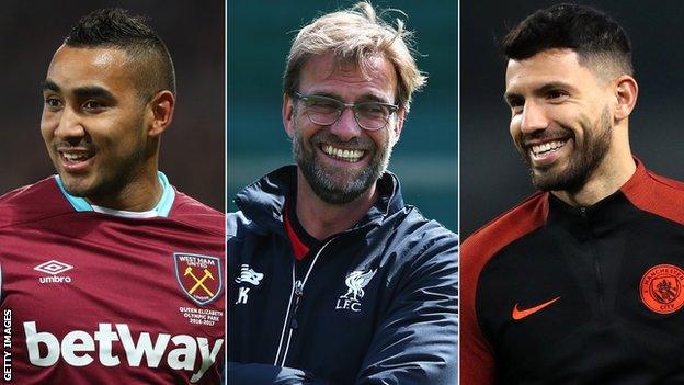 Dimitri Payet, Jurgen Klopp and Sergio Aguero