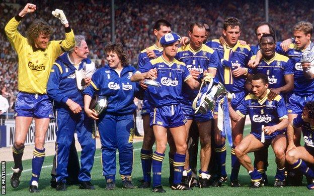 Wimbledon celebrate winning the 1988 FA Cup