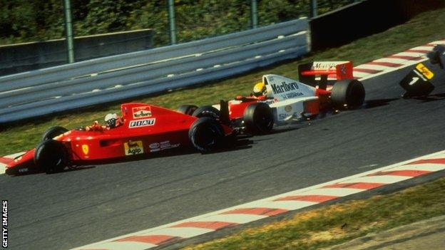 Ayrton Senna and Alain Prost crash in 1990