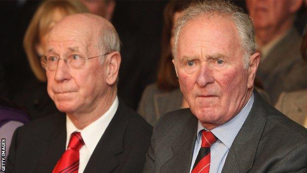 Sir Bobby Charlton and Harry Gregg at the 50th anniversary of the Munich air disaster in 2008