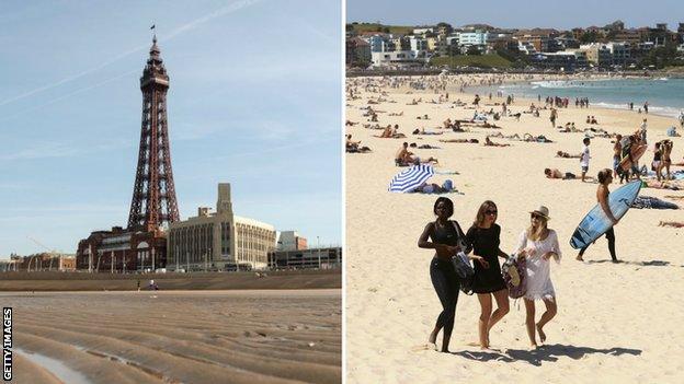 Blackpool and Bondi beach