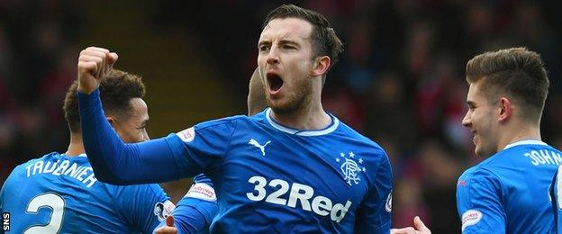 Rangers' Danny Wilson celebrates opening the scoring