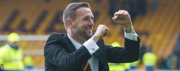 Ian Baraclough celebrates with Motherwell