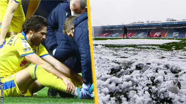 Ben Brereton Diaz injured and a snowy Ewood Park pitch