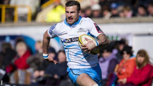 Rory Hughes playing for Glasgow Warriors' sevens side