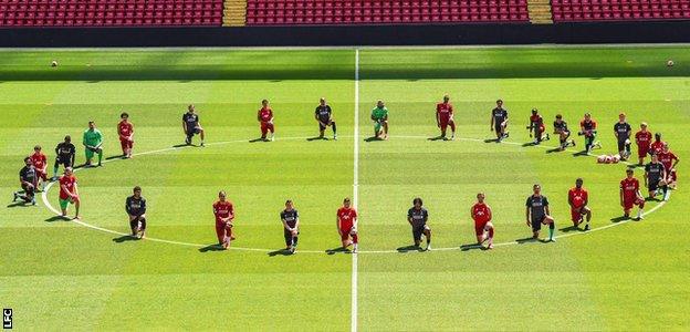 Liverpool players at Anfield