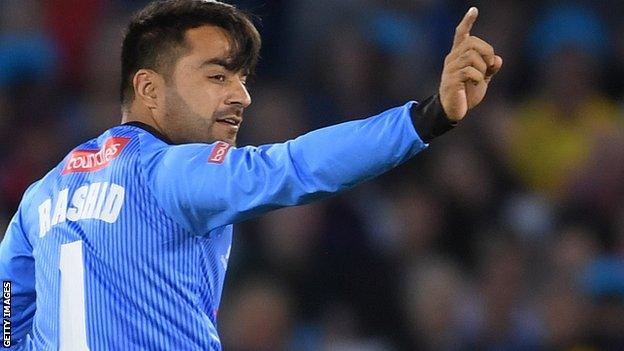 Rashid Khan celebrates