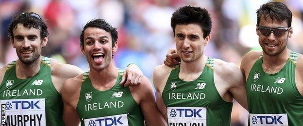 Brian Murphy, Thomas Barr, Mark English and Brian Gregan set an Irish record in the 4x400m relay