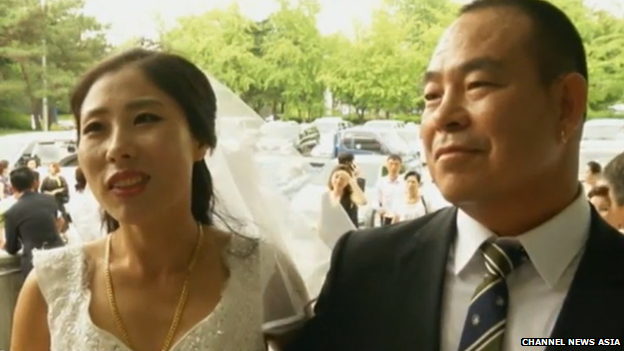 A North Korean bride with her South Korean groom