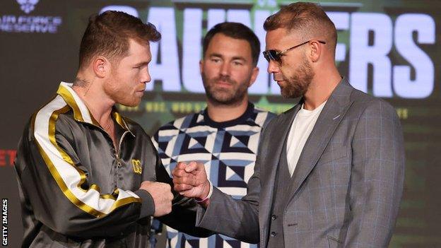 Saul 'Canelo' Alvarez, Eddie Hearn and Billy Joe Saunders