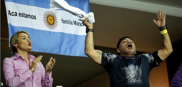 Diego Maradona and his partner Rocio Oliva