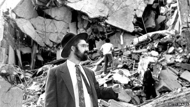 Aftermath of 1994 bomb at Jewish community centre in Buenos Aires