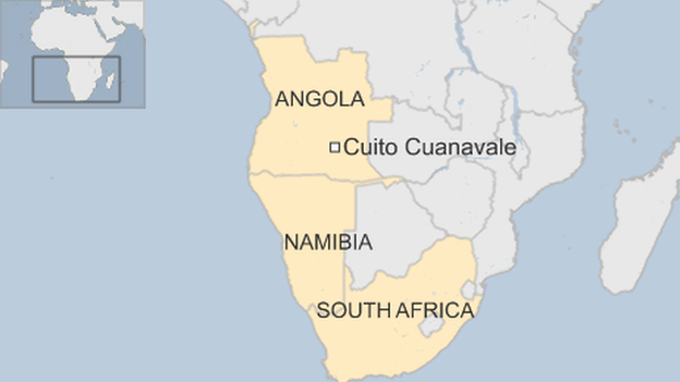 Map of Angola and South Africa