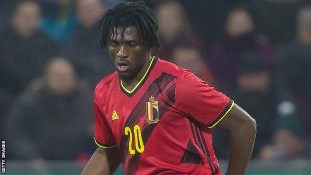 Rocky Bushiri in action for Belgium under-21s