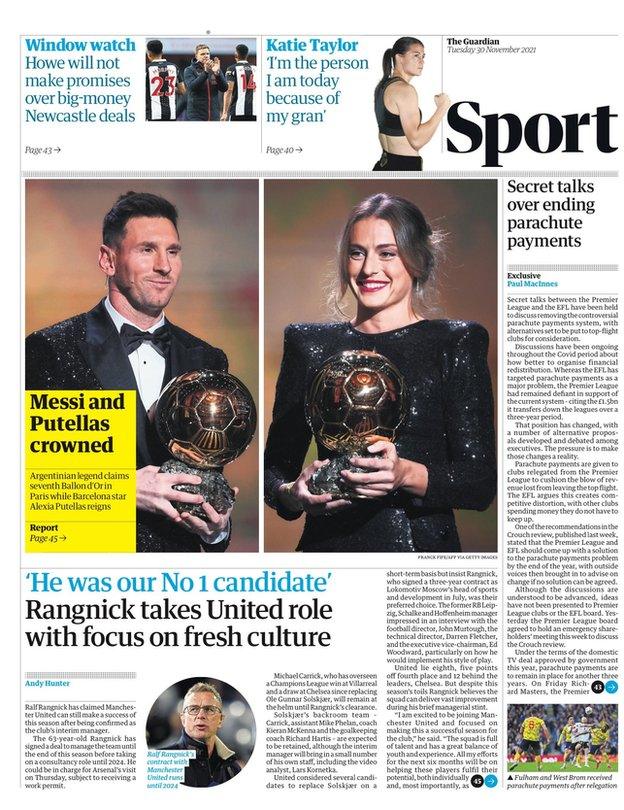 The back page of the Guardian