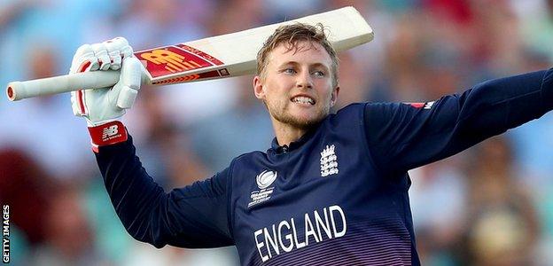 Joe Root celebrates a century at The Oval in 2017