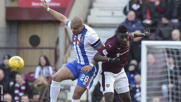 Kilmarnock striker Josh Magennis in action against Hearts