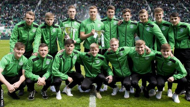 Hibs won the development league and youth cup double in 2017-18