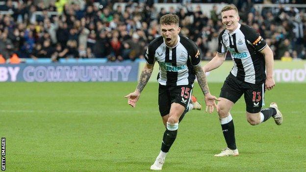 Kieran Trippier celebrates scoring for Newcastle