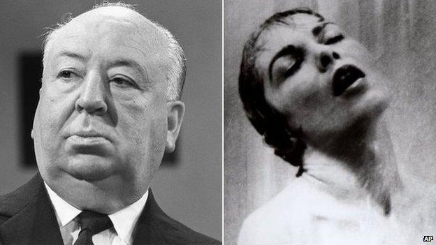 Alfred Hitchcock and the famous shower scene from Psycho