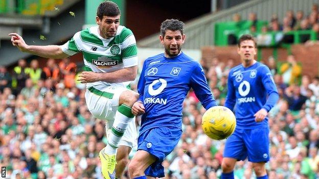 Celtic beat Stjarnan 2-0 in the first leg of the second qualifying round