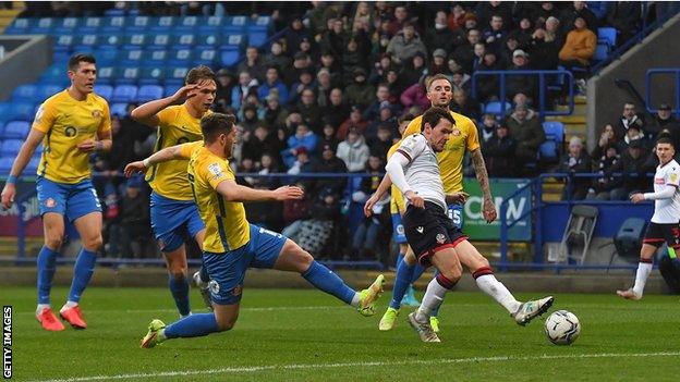 Kieran Lee scores Bolton's fourth goal against Sunderland.