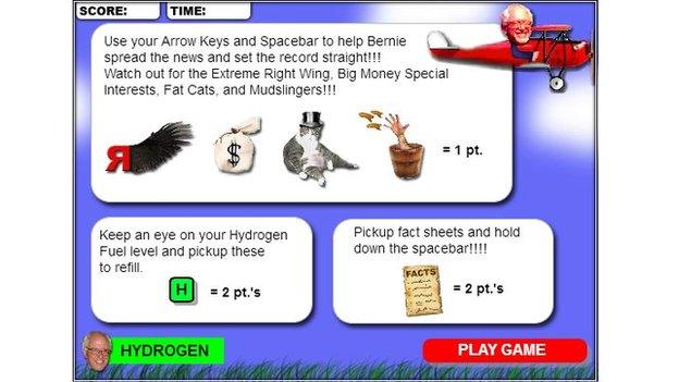 A game promoted on Bernie Sanders' campaign website in 2006.