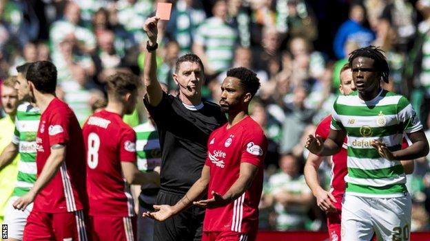 Shay Logan is sent off