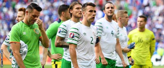 Republic players show their disappointment after their Euro 2016 exit