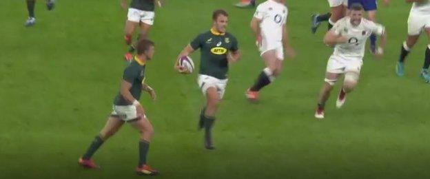 Andre Esterhizen outpacing Mark Wilson