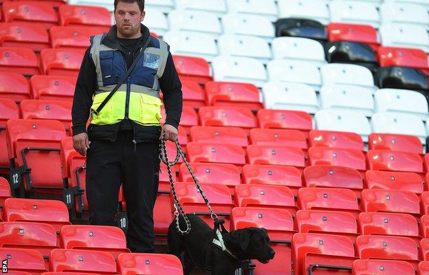 Old Trafford after it was evacuated