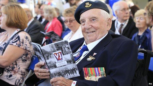 RAF veteran John Watkins, 89, from Boston, Lincolnshire, who fought with 233 Squadron, at Horse Guards Parade, London