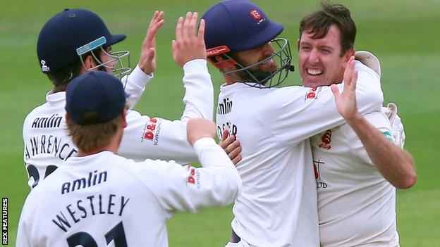 David Masters celebrate wicket