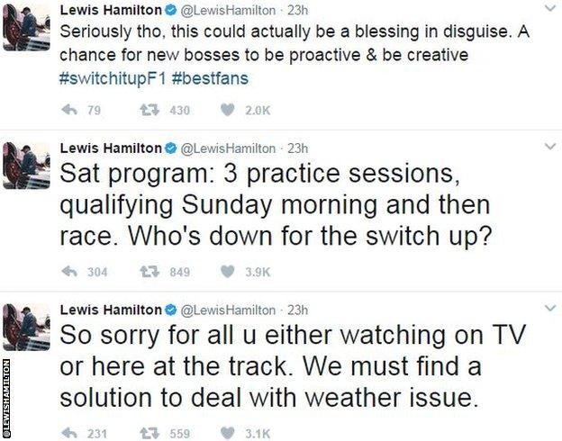 Lewis Hamilton tweet