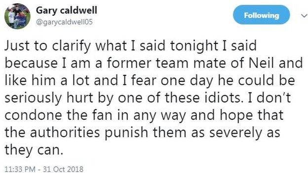 Gary Caldwell later explained his BBC Radio Scotland comments on Twitter