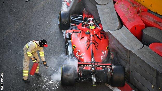 Charles Leclerc crashed during qualifying in Baku