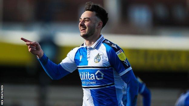 Bristol Rovers' Aaron Collins celebrates a goal