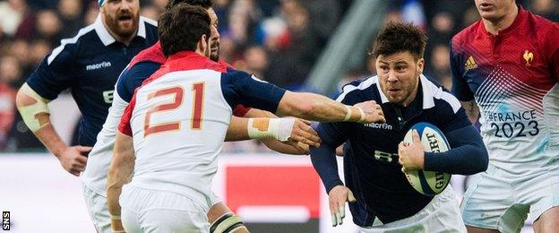 Ali Price in action against France