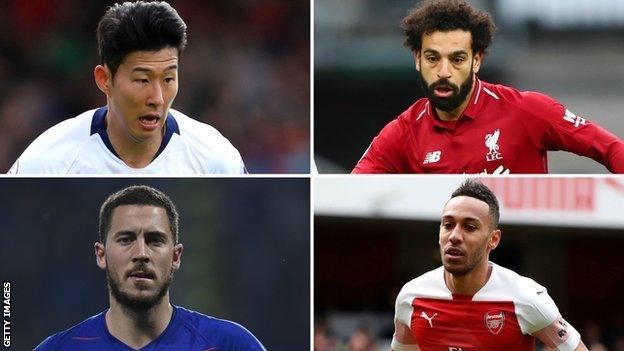 Son Heung-min, Mohamed Salah, Eden Hazard and Pierri-Emerick Aubameyang