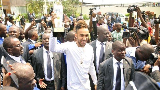 Pierre-Emerick Aubameyang of Borussia Dortmund and Gabon