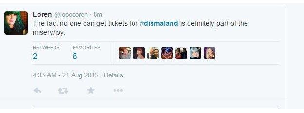 Tweet: The fact no-one can get tickets for Dismaland is definitely part of the misery/joy