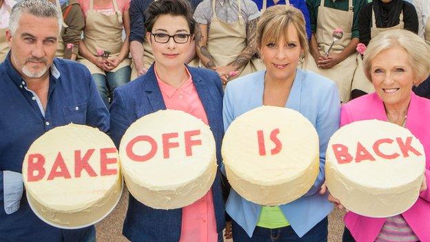 Paul Hollywood, Sue Perkins, Mel Giedroyc and Mary Berry