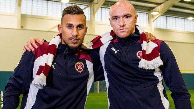 New Hearts arrivals Faycal Rherras and Conor Sammon