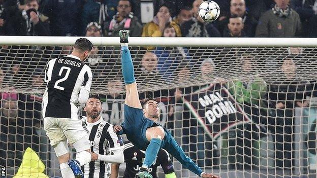 Cristiano Ronaldo scores for Real Madrid against Juventus