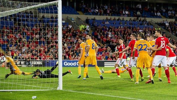 Joe Allen scores against Moldova